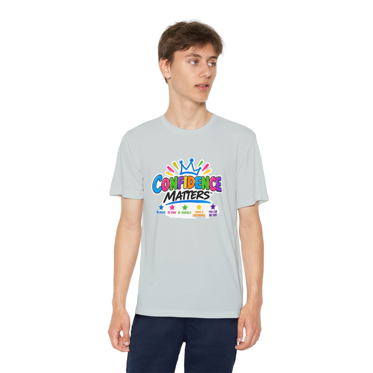 Confidence Matters Youth Tee — Colorful Crown Kids Shirt