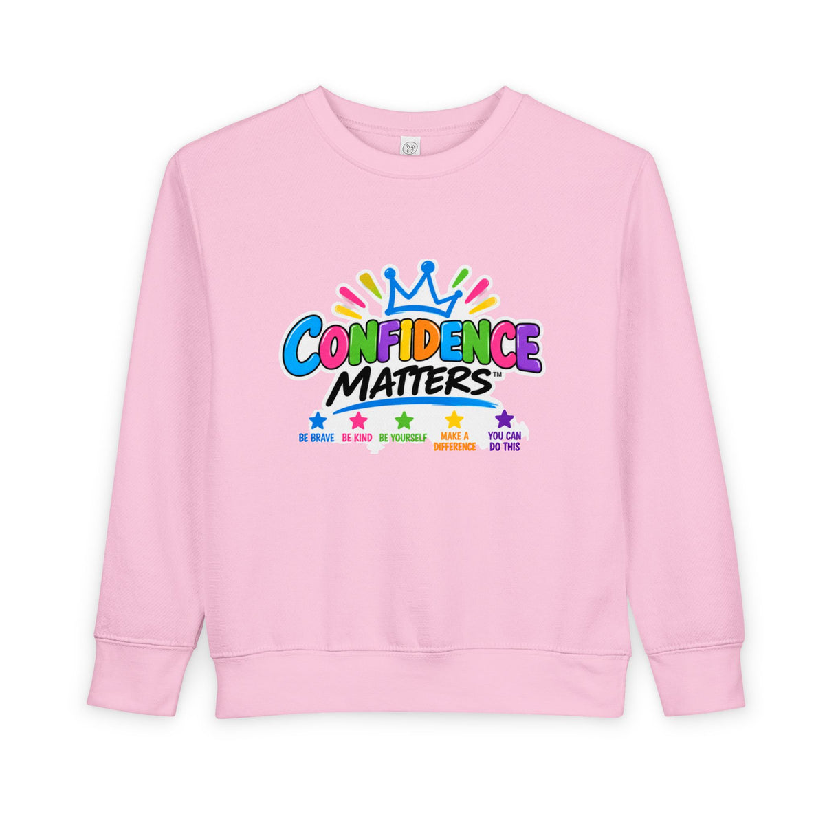Confidence Matters Toddler Sweatshirt – Colorful Crown Positive Message Kids Pullover