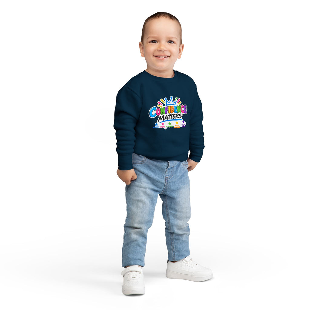 Confidence Matters Toddler Sweatshirt – Colorful Crown Positive Message Kids Pullover