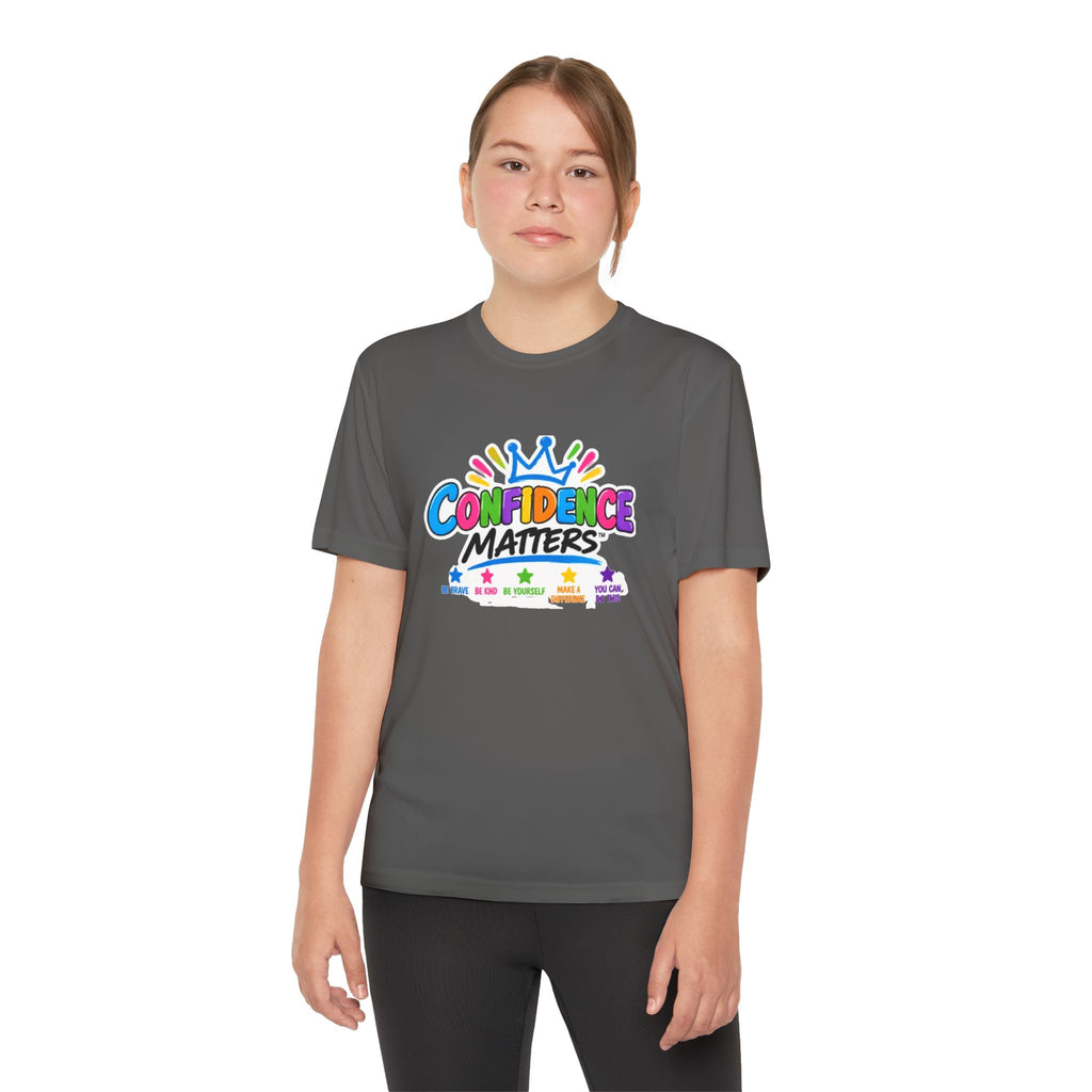 Confidence Matters Youth Tee — Colorful Crown Kids Shirt