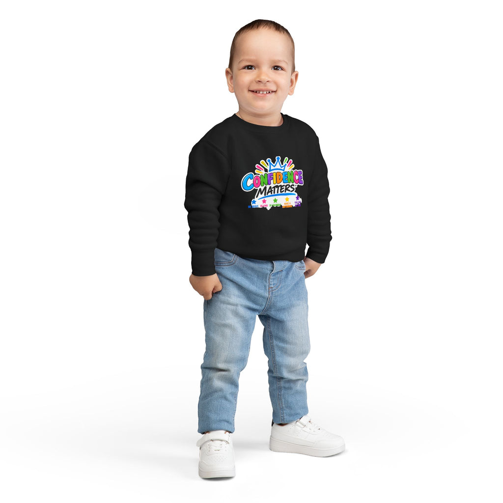 Confidence Matters Toddler Sweatshirt – Colorful Crown Positive Message Kids Pullover