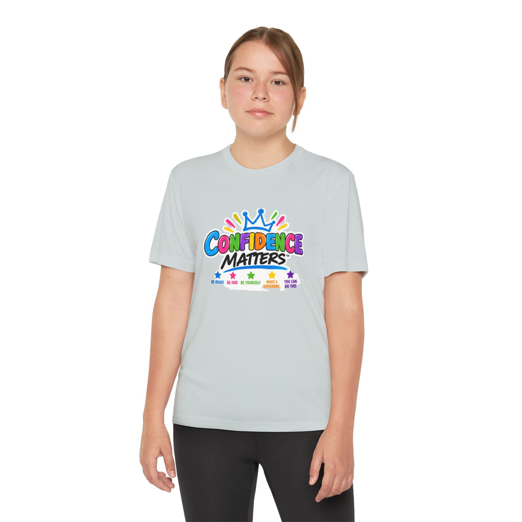 Confidence Matters Youth Tee — Colorful Crown Kids Shirt