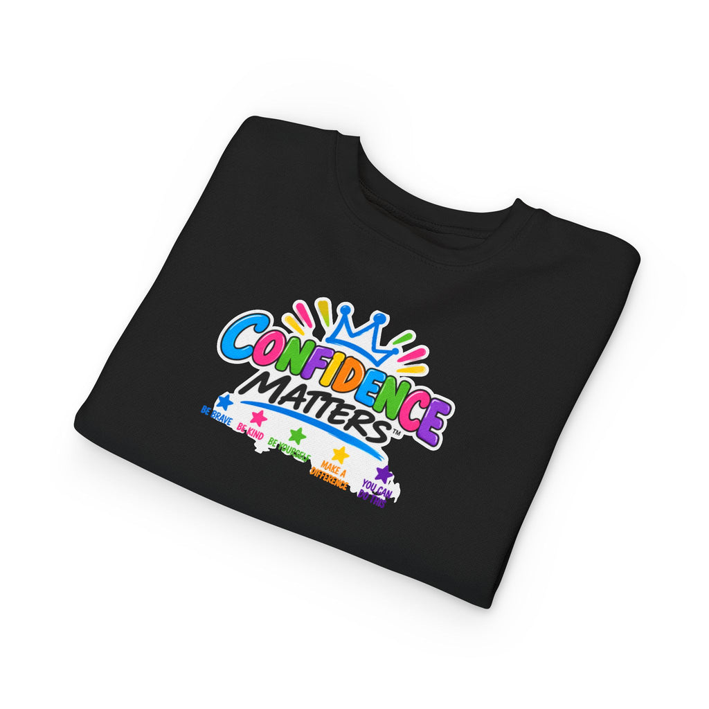 Confidence Matters Toddler Sweatshirt – Colorful Crown Positive Message Kids Pullover