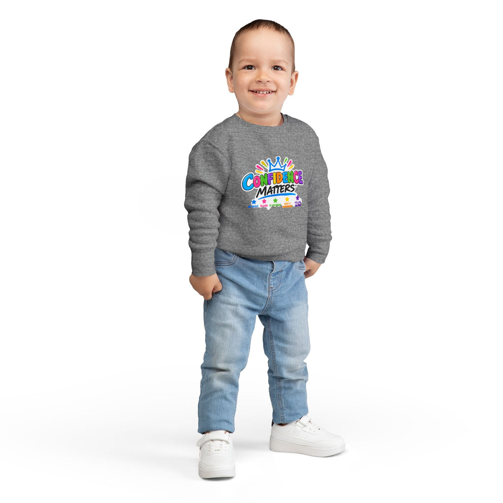 Confidence Matters Toddler Sweatshirt – Colorful Crown Positive Message Kids Pullover