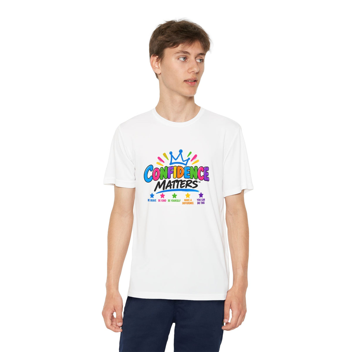 Confidence Matters Youth Tee — Colorful Crown Kids Shirt