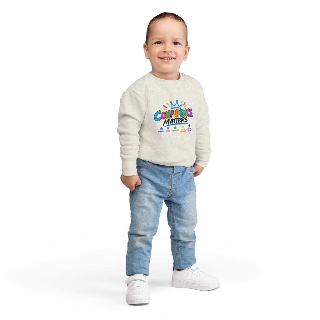 Confidence Matters Toddler Sweatshirt – Colorful Crown Positive Message Kids Pullover