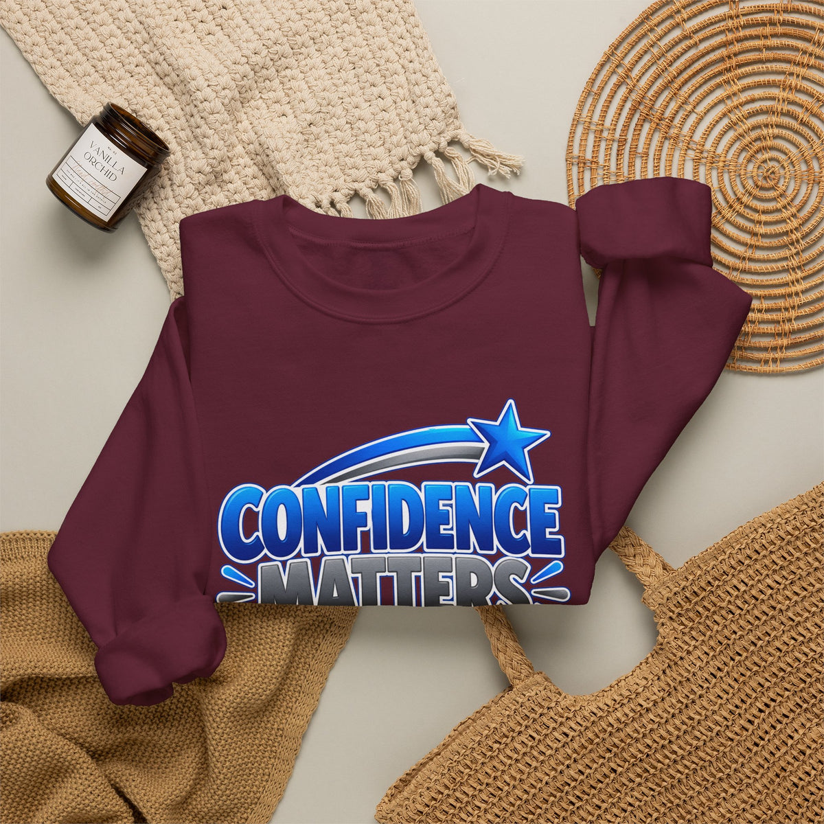 Confidence Matters Crewneck Sweatshirt — Motivational Graphic Pullover