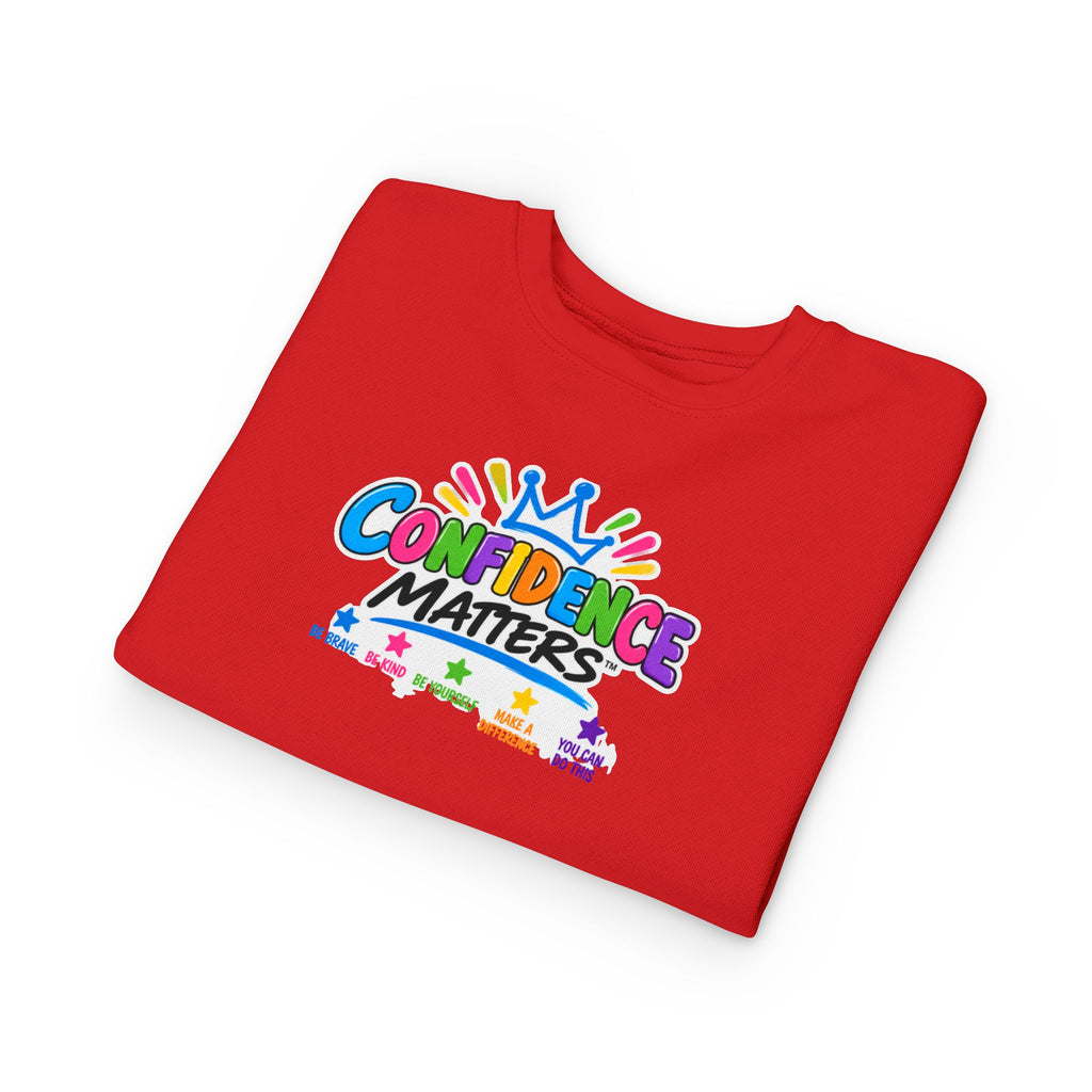 Confidence Matters Toddler Sweatshirt – Colorful Crown Positive Message Kids Pullover
