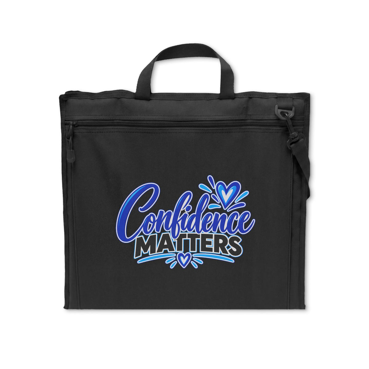 Stadium Seat - "Confidence Matters" Foldable Bleacher Seat with Back Support (Blue)