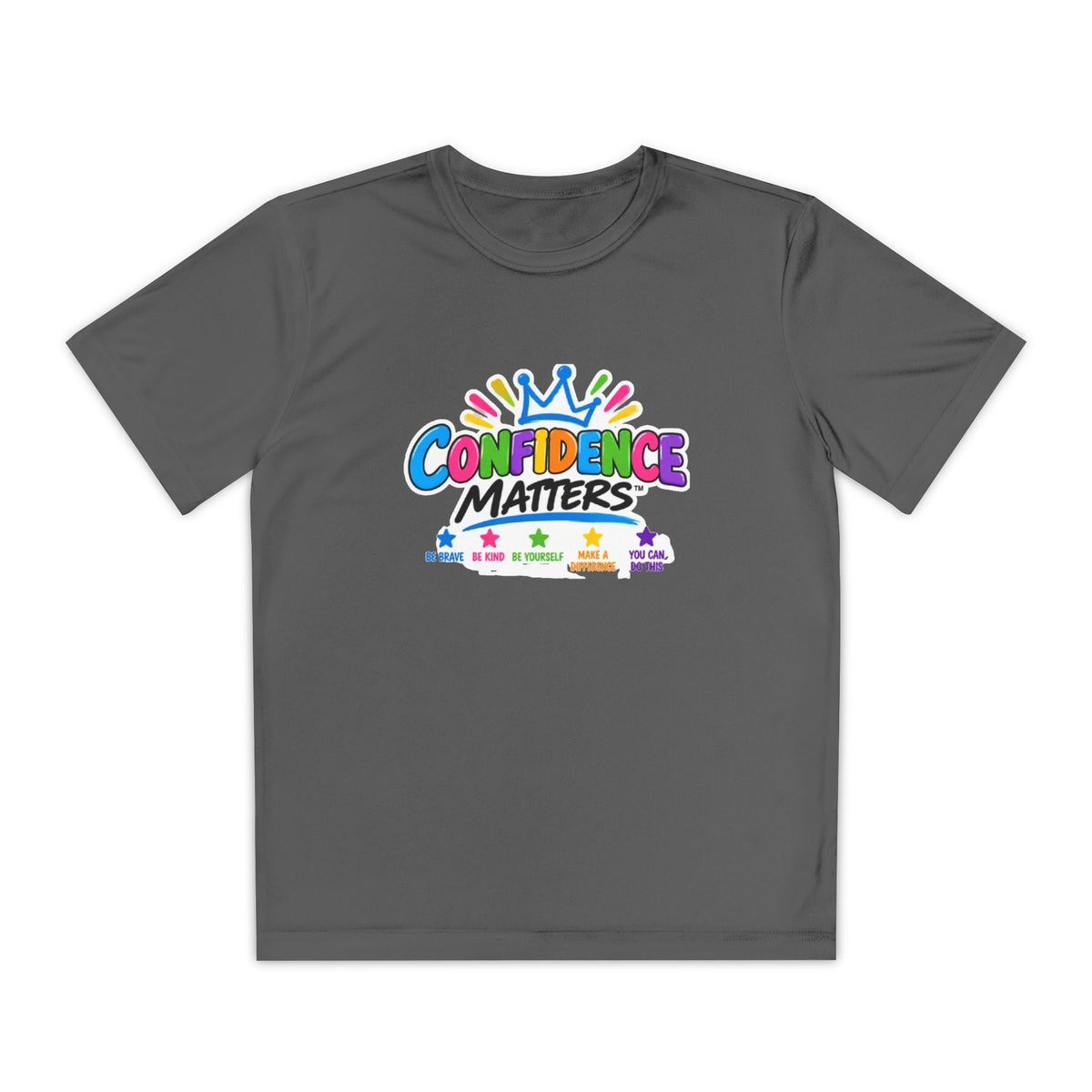 Confidence Matters Youth Tee — Colorful Crown Kids Shirt