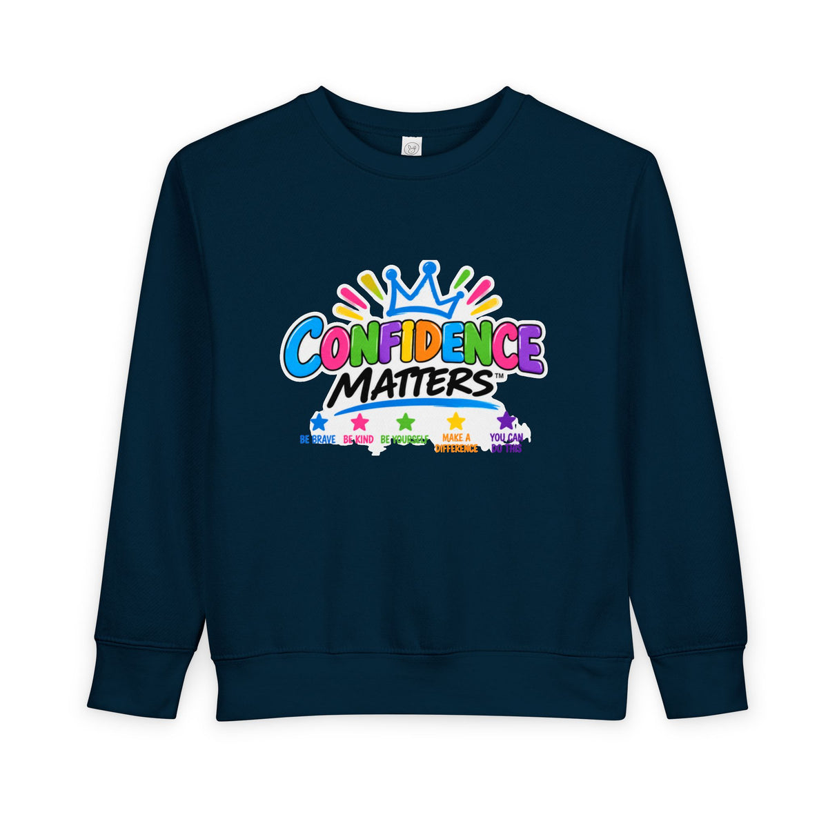 Confidence Matters Toddler Sweatshirt – Colorful Crown Positive Message Kids Pullover
