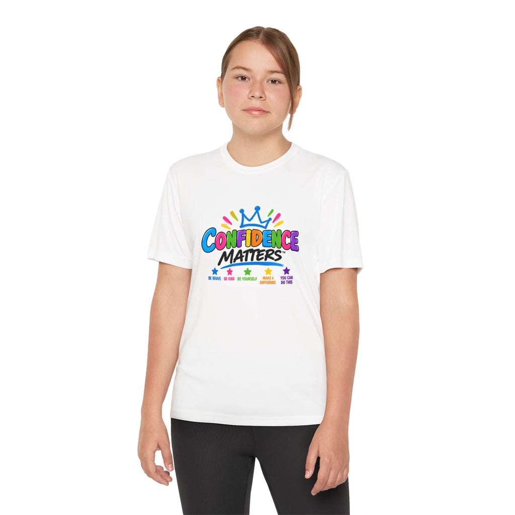 Confidence Matters Youth Tee — Colorful Crown Kids Shirt