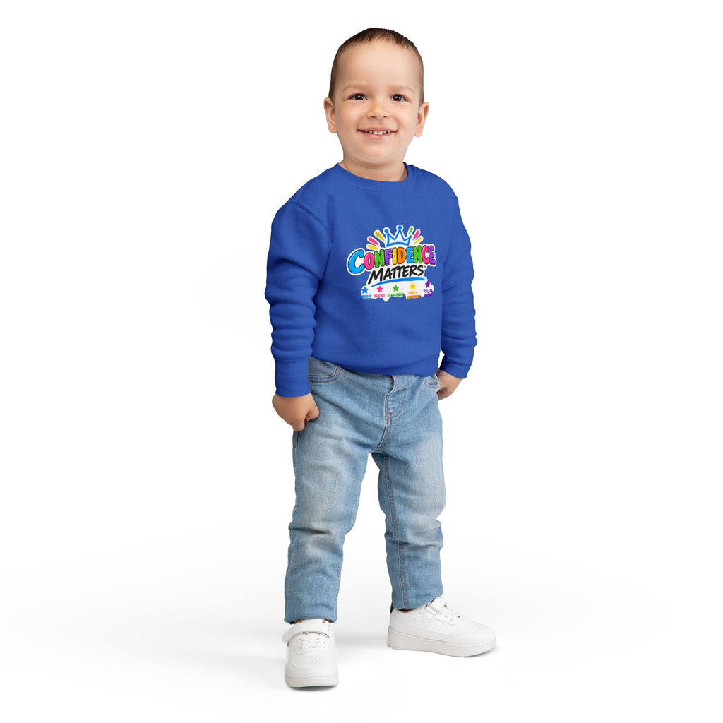 Confidence Matters Toddler Sweatshirt – Colorful Crown Positive Message Kids Pullover