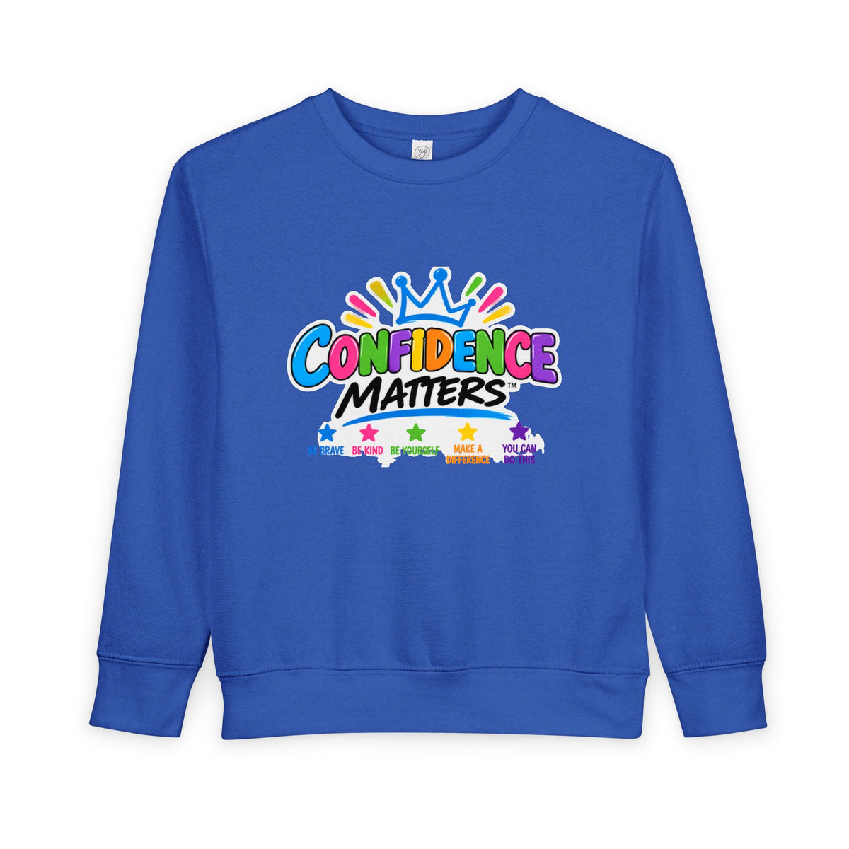 Confidence Matters Toddler Sweatshirt – Colorful Crown Positive Message Kids Pullover