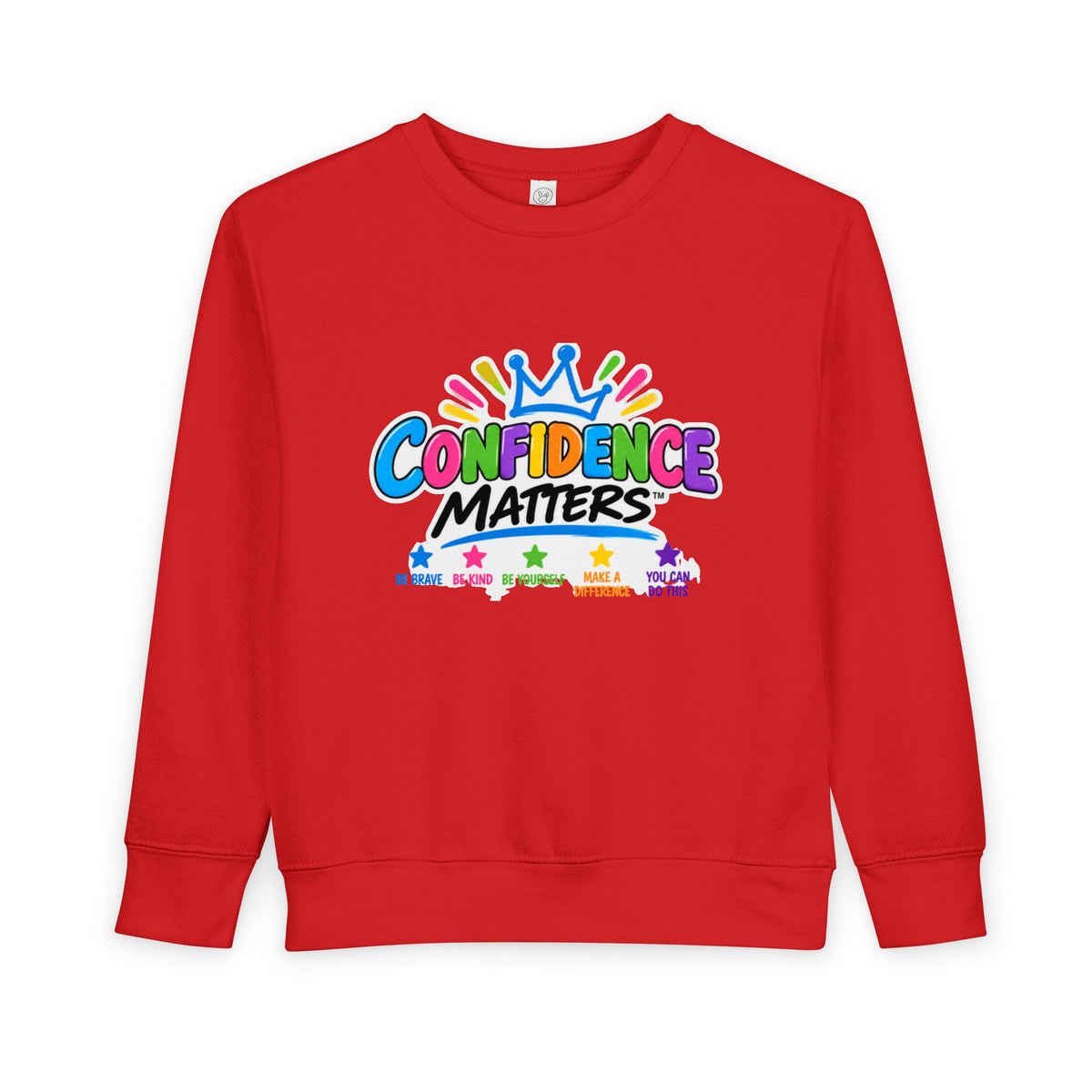Confidence Matters Toddler Sweatshirt – Colorful Crown Positive Message Kids Pullover